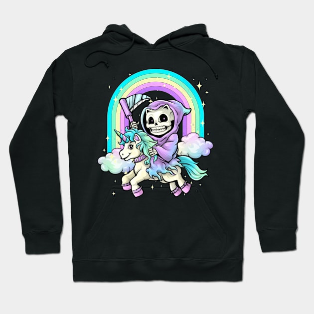 Pastel Goth Grim Reaper Unicorn Hoodie by KAWAIITEE